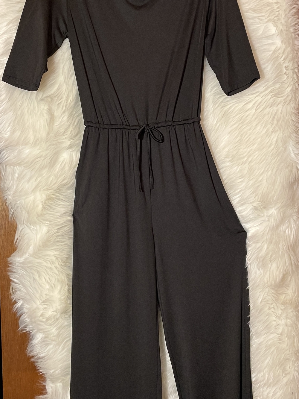 Black Women's Drawstring Waist Jumpsuit